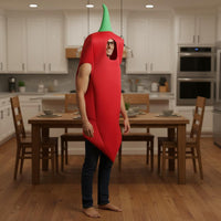 Chili Pepper Costume Humorous Design Red Pepper Bodysuit Easy To Wear Funny Vegetable Outfit for Party, Costume Parties