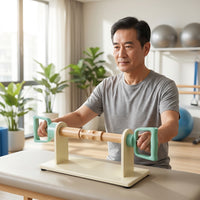 Adjustable Resistance Forearm Exerciser with Wooden Base Compact Wrist and Forearm Exerciser Comfortable Wrist Roller Heavy-Duty for Physical Rehabilitation