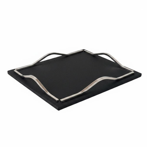Metal Leather Tray Tabletop Decoration Geometric Tray Sturdy Home Decor for Living Room, Sales Office