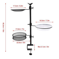 Bird Feeder Stand with Clamp Outdoor Feeding Station Metal for Patio