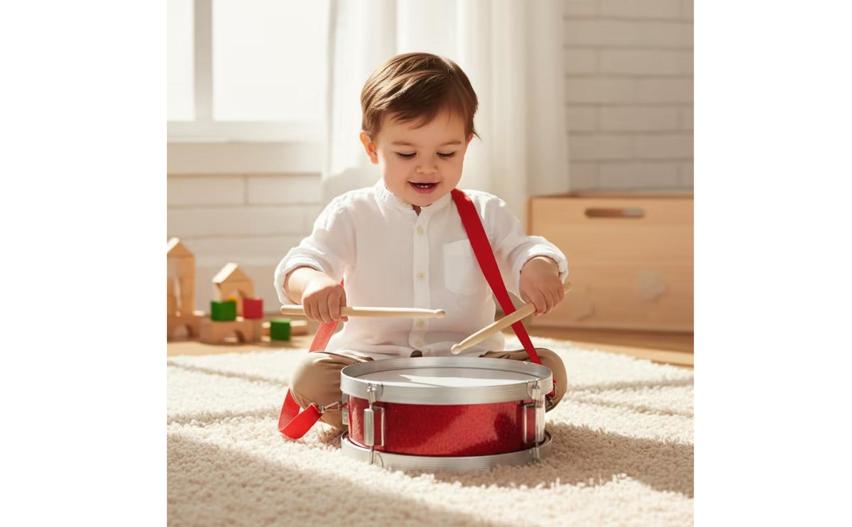 Glitter Junior Snare Drum Compact Snare Drum with Drumsticks Lightweight Percussion Instrument Portable for Beginners, Toddlers, Music Lessons, School Band, Home Practice