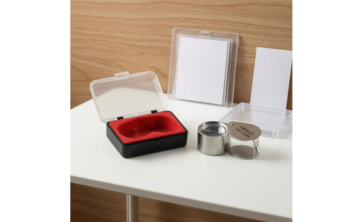 Collectible Card Magnifier Metal Card Body Magnifier Inspection Tool Clear Lid Close-Up