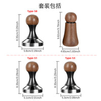 51/53/58mm咖啡胡桃木布粉针打散器针式布粉器配螺纹底咖啡压粉锤