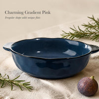 Large Ceramic Serving Bowl with Handles for Soups and Stews, 12-14 Inch