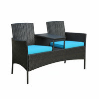 3 Pieces 3-Piece Wicker Chat Set Waterproof 3-Piece Wicker Seating Group UV-Resistant Space-Efficient Design for Patio, Garden