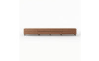 TV Cabinet with Drawers Wood-Grain Low-Profile Entertainment Center Minimalist Floor-Standing TV Credenza for Living Room, Apartment
