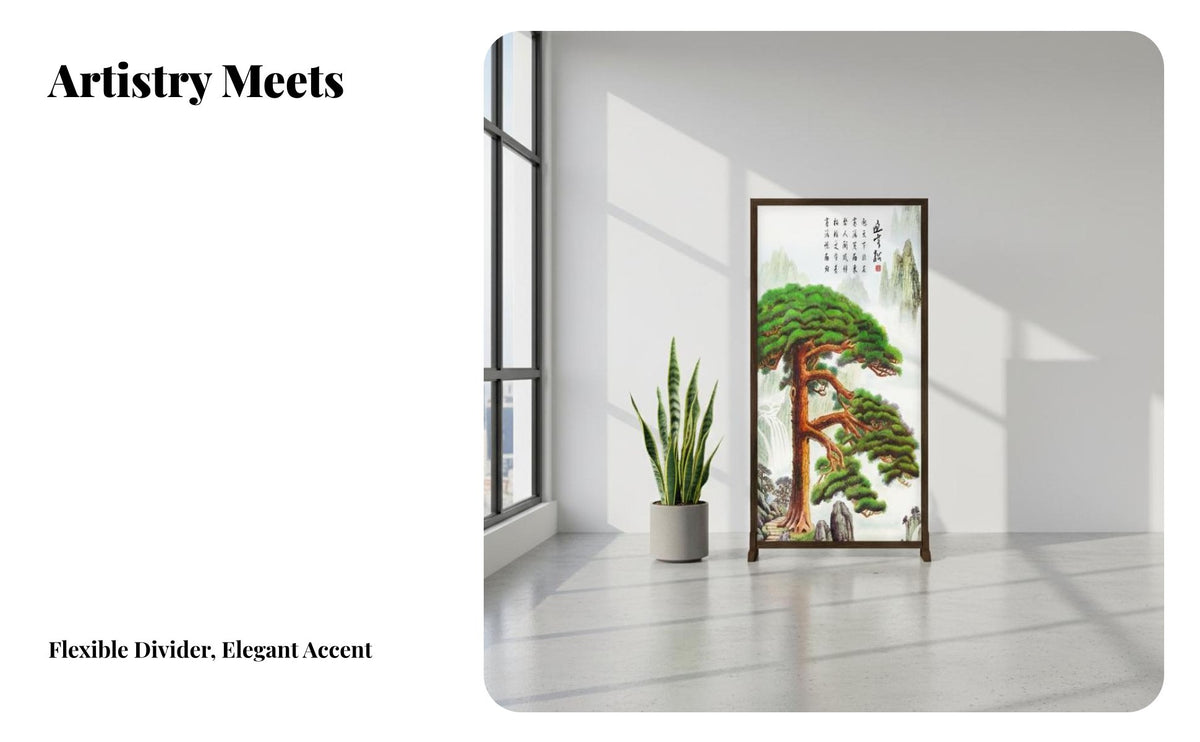 Chinese Design Design Freestanding Single Panel Screen Portable Single Panel Art Divider Privacy Protection Room Partition Sturdy Base for Interior Designers, Office Workers, Entryway, Studio Apartment, Restaurant, Online Meeting Conferencing