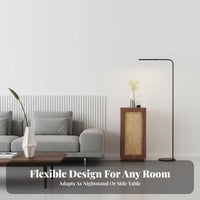 Rattan Door Bedside Cabinet Minimalist Design Nightstand Wide Top Surface