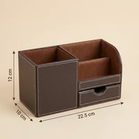 Office Organizer Desk Pen Holder with Compartments, Rectangular Faux Leather Organizers and Accessories, Workspace Organization for Professionals