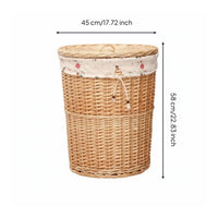 Wicker Laundry Hamper with Lid Large Capacity Wicker Storage Bin for Bedroom