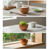 Small Wooden Bowl Compact for Kitchen, Restaurant, Kids