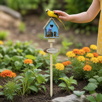 Garden Yard Decoration Wooden Birdhouse Stake Outdoor Landscape Ornament for Balcony Kindergarten
