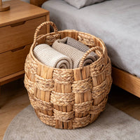 Rattan Hamper Handwoven Rattan Basket Two Handles for Bathroom