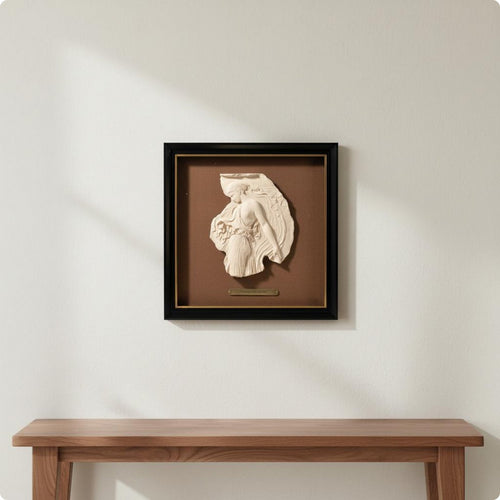 French Style Relief Wall Sculptural Raised Design Framed Sculpture Art Ready to Hang Vintage Wall Plaque for Entryway