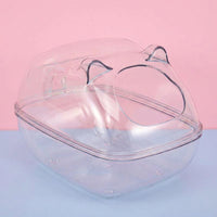 Easy Clean Hamster Sand Bath with Sand Containment House, Clear Hamster Toilet for Dwarf Hamsters, Includes Ladle and Bedding Area