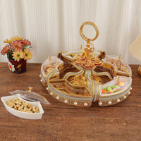 Circular Compartment Tray Iron-Art Design Food Storage Clear Acrylic