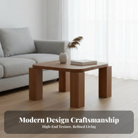Lowform Center Table Wabi-Sabi Aesthetic Square Block-Leg Low Table Small Space Space-Efficient Minimalist Design for Families