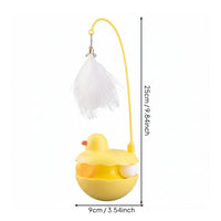 Self-Entertainment Cat Toy with Ball Track and Feather Boredom Relief Duck Tumbler Cat Toy Chew Resistant Pet Supply Detachable Design for Indoor