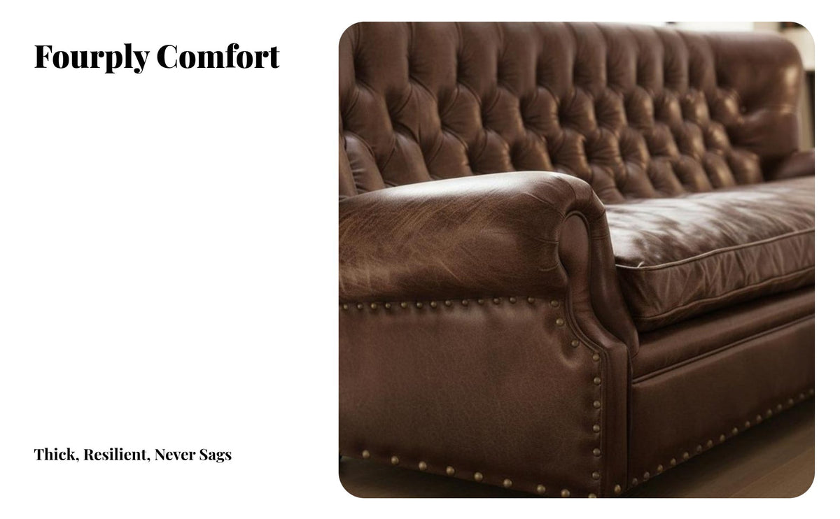 Three-Seater Leather Couch retro Retro aesthetic Sofa Oil-Waxed Finish Living Room Seating for Homeowners, Families, Lounge Area, Bedroom, Home Office