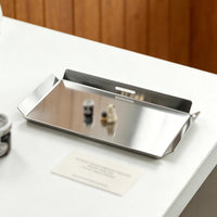 Silver Serving Tray with Handles Polished Mirrored Serving Tray Lightweight