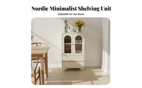 Tall Cabinet with Transparent Doors sturdy Wood Legs for Study, Bedroom, Renters