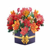 Vibrant Floral Arrangement 3D Spring-up-out Flower Floral Arrangement Long-Lasting Greeting Card Mails Flat for & Significant Others, Women