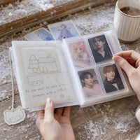Cute Winter Cat Mini Photo Album for 3-inch Instax Cards, Kpop Photocard Holder, 40-Pocket Storage Book