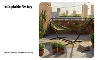Stable Design Swing Bed with Stand Sturdy Portable Swing Bed Stand Easy Assembly Heavy Duty Chair Frame All-Weather for Adults, Families, Teens, Balcony, Indoor, Garden, Backyard