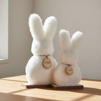 2 Pieces Fuzzy Hare Statue Soft Fuzzy Bunny Ornament Gift Standing Hare Figurine for Spring