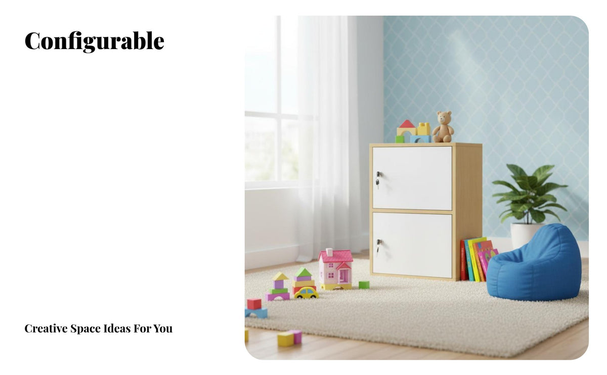 Modern Design Modular Cube Organizer Large Capacity Stackable Cube Organizer with Doors Multifunctional Bookshelf Stable and Sturdy for Children, Homeowners, Bedroom, Home Office, Living Room, Entryway