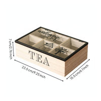 9-Grid Tea Storage Box Natural Wood Compartment Tea Box Multi-Purpose