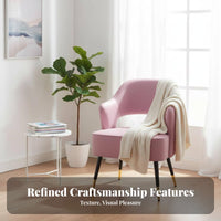 Soft Cushioning Upholstered Barrel Chair Curved Backrest Indoor Furniture Minimalist Design Lounge Seat Ergonomic Design for Interior Designers, Apartment Dwellers, Bedroom, Beauty Salon, Reception Area, Living Room