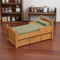 1:12 Scale Wooden Bed Artisanal for Miniature Scene