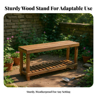 Tiered Plant Stand Space-Saving Tiered Slatted Bench Good Drainage for Gardeners