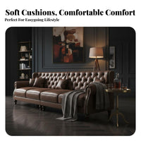 Tufted Leather Couch Traditional design Sofa Deep Button Tufting Upholstered Seating for Apartment Dwellers, Homeowners, recreation Area, Lounge, Study