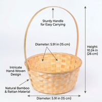 Handwoven Bamboo Basket for Kitchen Storage, Picnic Use, Restaurant Display, Sundries Organizer, Modern Minimalist