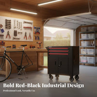 Multi-Functional Mobile Tool Cabinet with Drawers Long-Lasting Construction Rolling Tool Cabinet Integrated Lock Heavy Duty Workshop Trolley Lockable for DIY Enthusiasts, Professionals, Auto Repair Shop, Warehouse, Utility Room, Basement