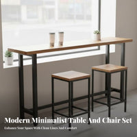 Narrow Bar Table Solid Wood Top Narrow Counter-Height Table Sturdy Metal Frame Pub Desk for Business Owners, Homeowners, Cafe, Restaurant, Dining Room