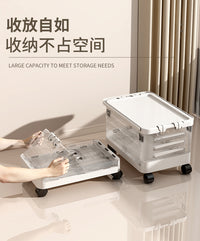 汇宜美收纳箱书箱学生教室装书整理盒可折叠带轮拉杆书本籍储物大 白灰色—大号带轮带杆/超强承重 可折叠收纳箱 一个装【汇宜美专利款】