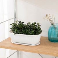 Planting Box Resin Garden Planter with Drip Tray, Ribbed Simple Style Plant Pots, Floor Standing Vegetable Planter Pot and Pots Window Boxes