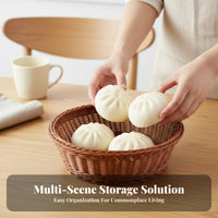Round Woven Basket Versatile Imitation Wicker Basket Easy to Clean for Families