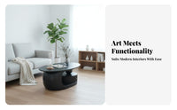 Luxury aesthetic Oval Coffee Table Modern Design Oval Table with interconnected Base scuffResistant Surface Living Room Furniture Sturdy Construction for Interior Designers, Apartment Dwellers, Homeowners, Lounge, Reception Area, Home Office