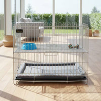 Folding Dog Playpen Foldable Dog Pen with Tray Rust Resistant Puppy Pen for Young Dogs, Outdoor