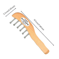 Wooden Massage Comb with Metal Pins Wood Acupressure Comb with Stainless Steel Pins Compact