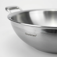 Stainless Steel Wok with Lid, 30cm Induction Deep Frying Pan for Asian Cooking, 18/10 Construction, 3mm Thick