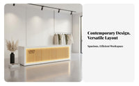Modern Front Desk Reception Desk Sturdy Retail Checkout Counter Wear-resistant Particle Board Construction Suitable for Receptionists Business Owners Hotel Lobby