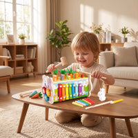 Multifunctional Wooden Hammer Toy Toddler Hammering Toy Child-Led Pounding Bench Educational for Toddlers, Preschoolers, Kids, Playroom, Daycare
