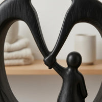 Abstract Family Sculpture Black Family Figurine Smooth Surface