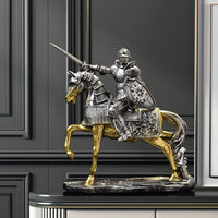 跨境热卖复古希腊骑马武士树脂摆工艺品创意铠甲武士马客厅装饰品