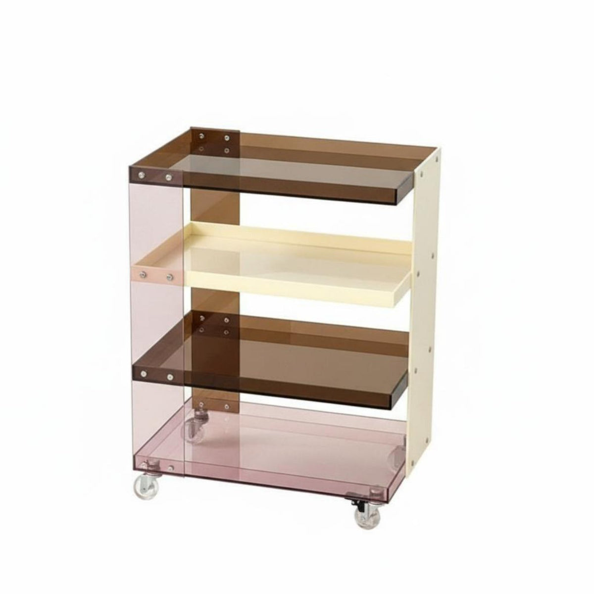 2-Tier Clear Trolley Multi-Purpose Rolling Cart Slim shape for Office Workers